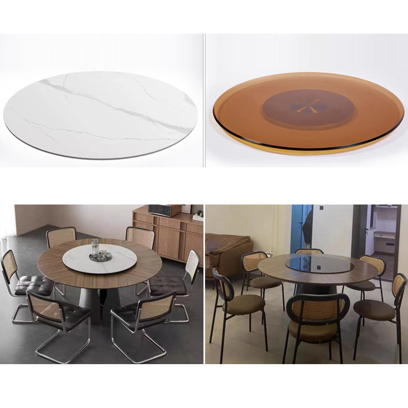 Retro Round Conic Walnut Steel Dining Table