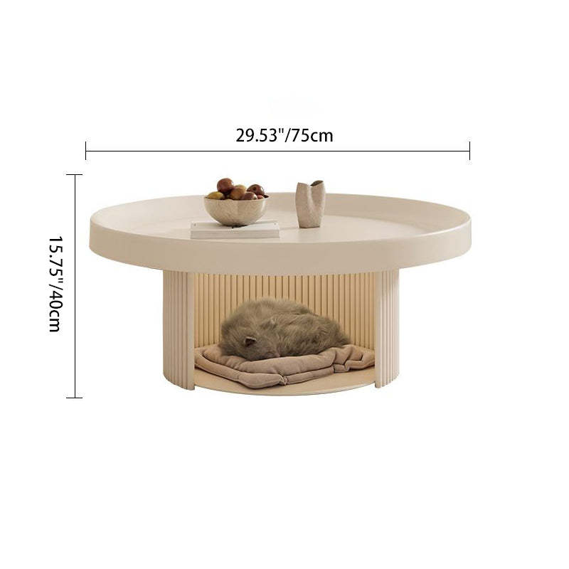 Minimalist Round Rock Slab Steel Coffee Table