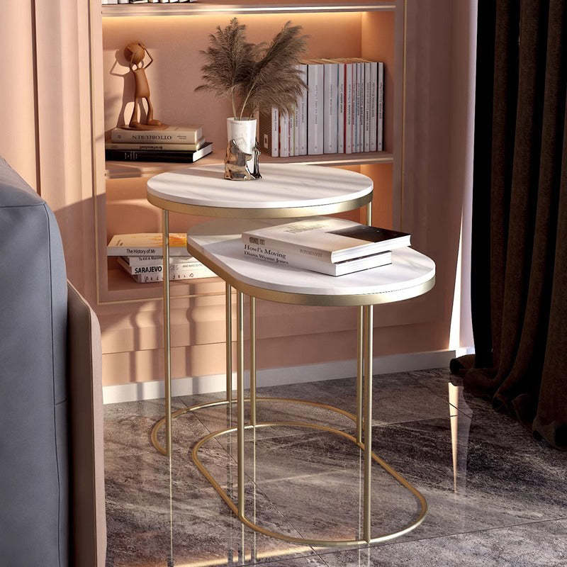 Luxury Oval Sintered Stone Nesting End Table