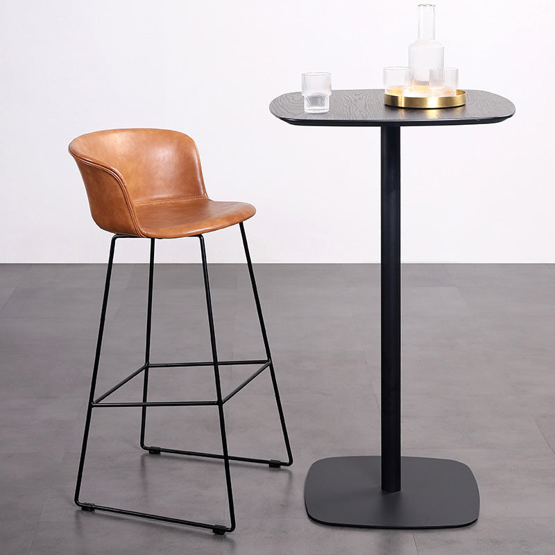 Retro Leather Stainless Steel Bar Stool