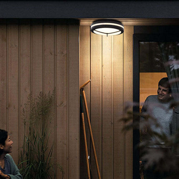 Minimalist Aluminum Acrylic Round LED Outdoor Wall Light — B / 110V-120V For US/CA / Warm Light (3000K)