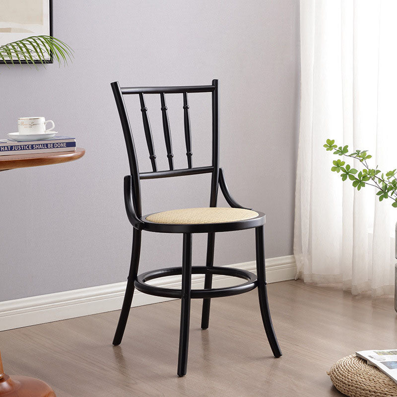 Vintage Cylinder Wood Rattan Dining Chair