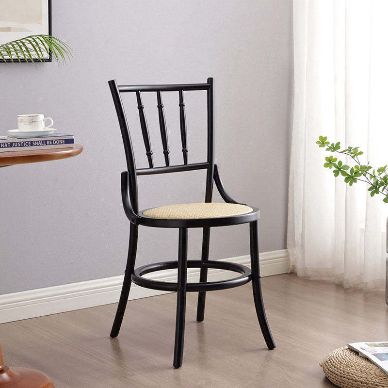 Vintage Cylinder Wood Rattan Dining Chair