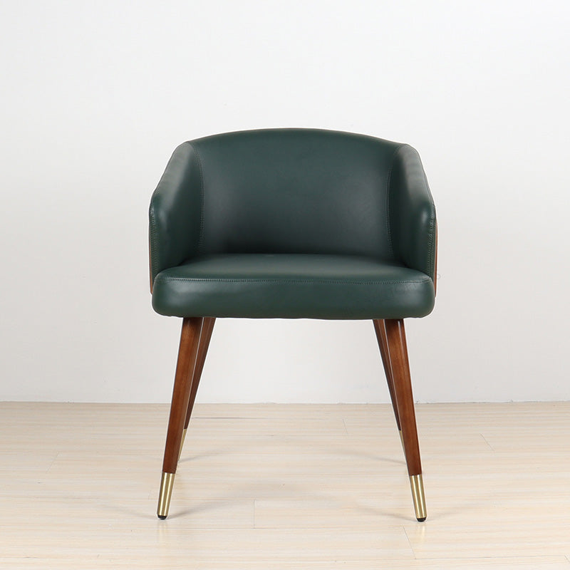 Curved PU Leather Wood Dining Chair
