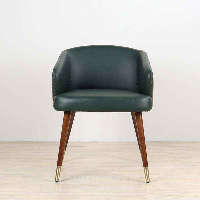 Curved PU Leather Wood Dining Chair