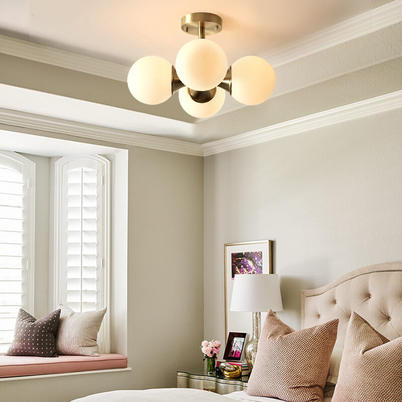 Modern Brass Glass Orb Ceiling Light — 110V-120V For US/CA