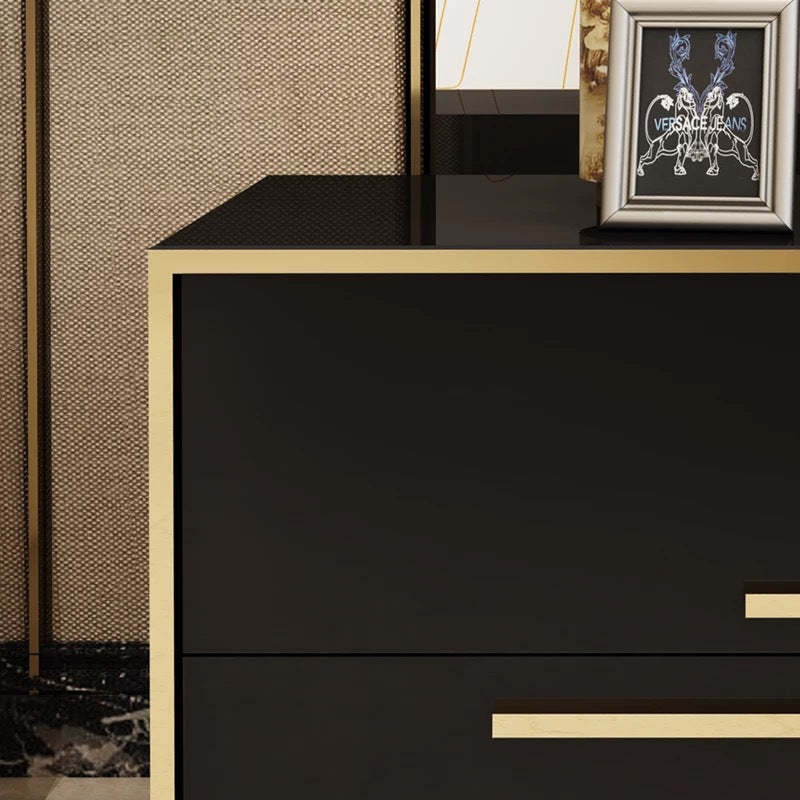 Modern Cubic Solid Wood Steel Nightstand