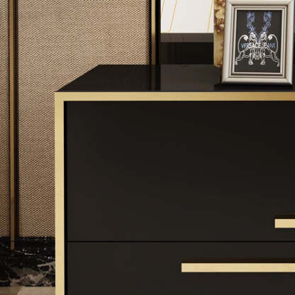 Modern Cubic Solid Wood Steel Nightstand