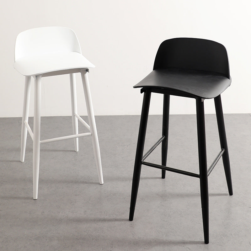 Minimalist Steel Plastic Bar Stool — Black