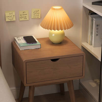 Modern Cubic Rubber Wood 1/2-Drawer Nightstand