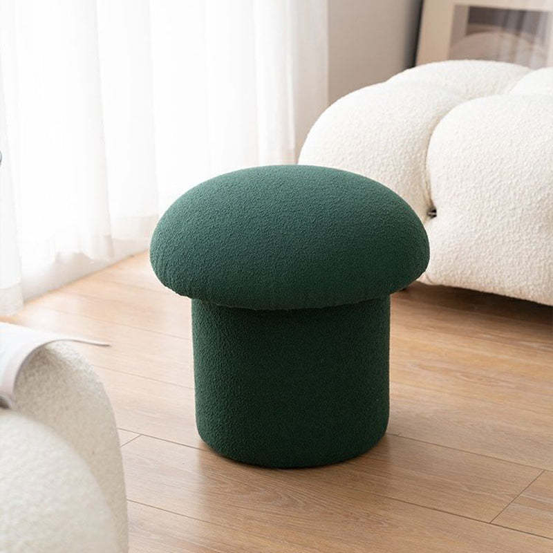 Scandinavian Lambswool Wood Round Mushroom Vanity Stool