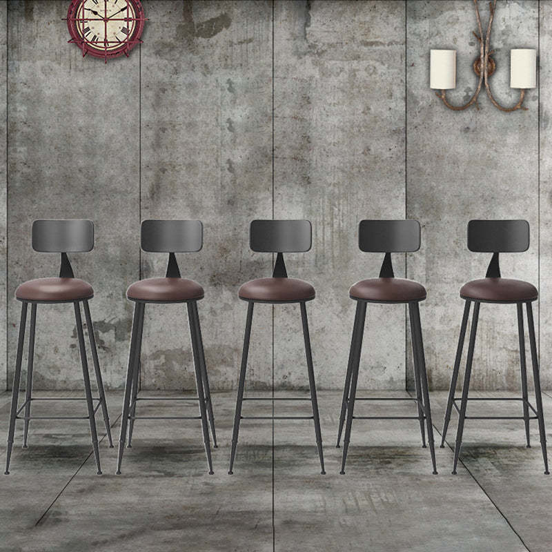 Vintage Wood Iron Round Bar Stool