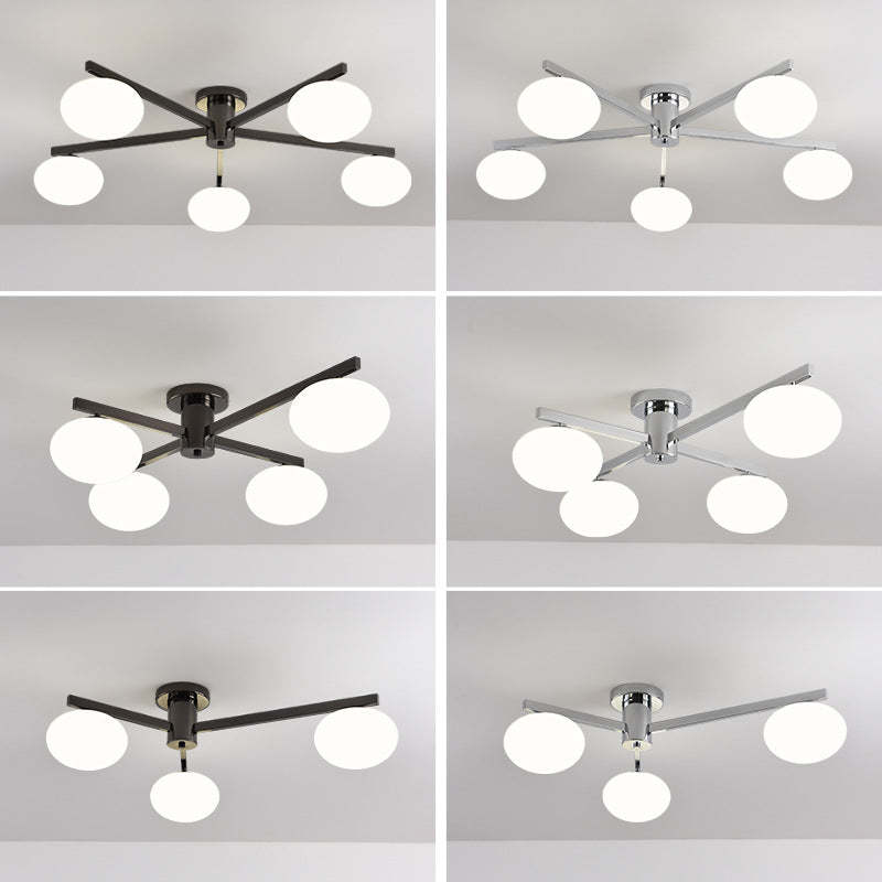 Nordic Glass Iron Ball 3/4/5-Light Semi-Flush Ceiling Light