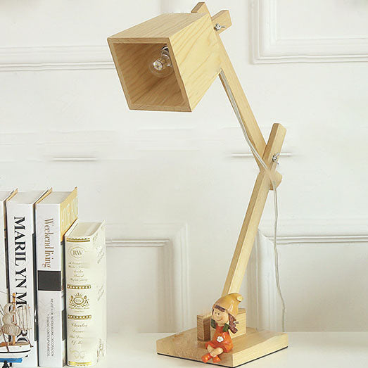 Japanese Solid Wood Trapezoidal Adjustable Lamp