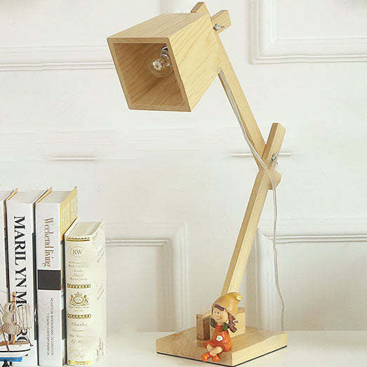 Japanese Solid Wood Trapezoidal Adjustable Lamp