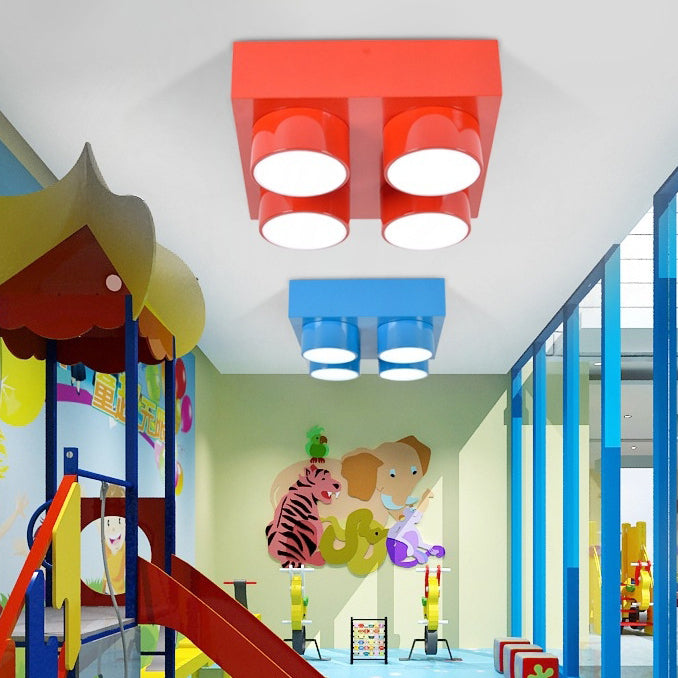 Contemporary Building Block Iron Flush Mount Light