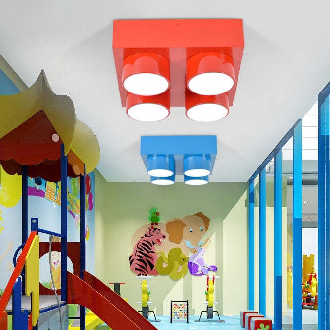 Contemporary Building Block Iron Flush Mount Light