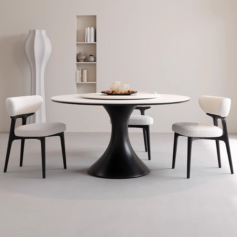 Minimalist Lambswool Leather Wood Chair — Lambswool