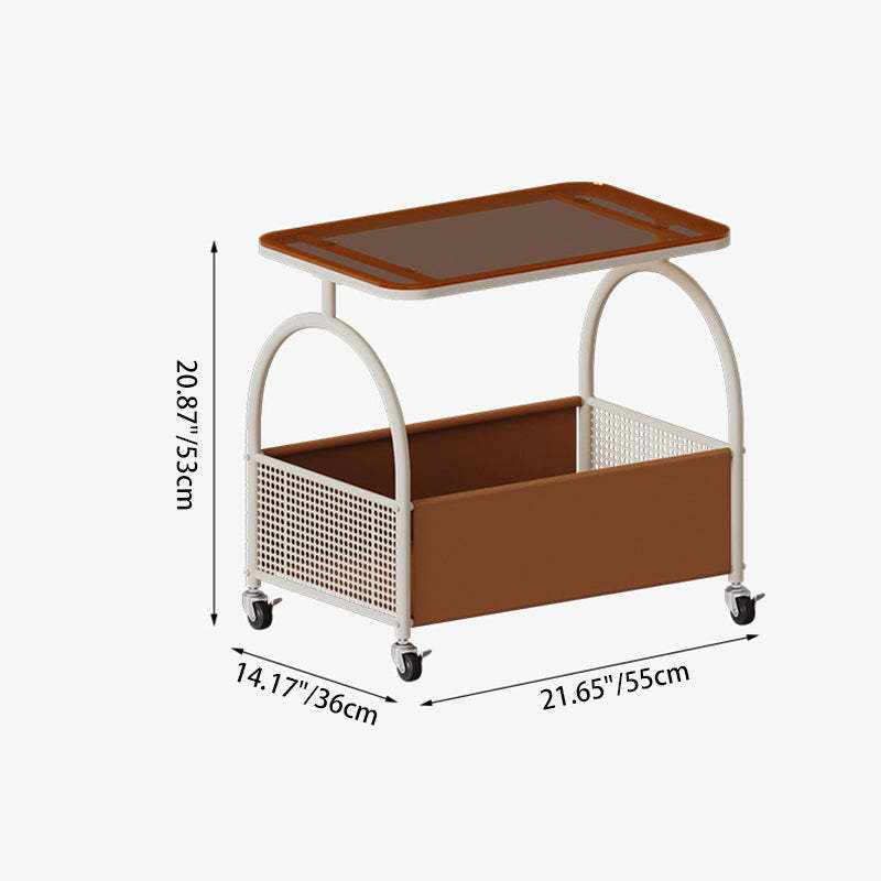Contemporary Glass Iron Leather End Table