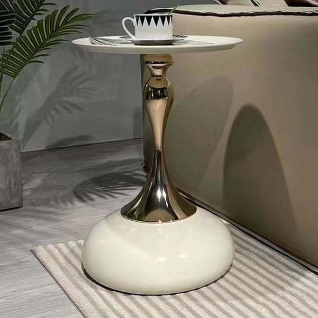 Contemporary Circle Tray Iron End Table