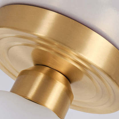 Japanese Vintage Brass Glass Dome Semi-Flush Ceiling Light