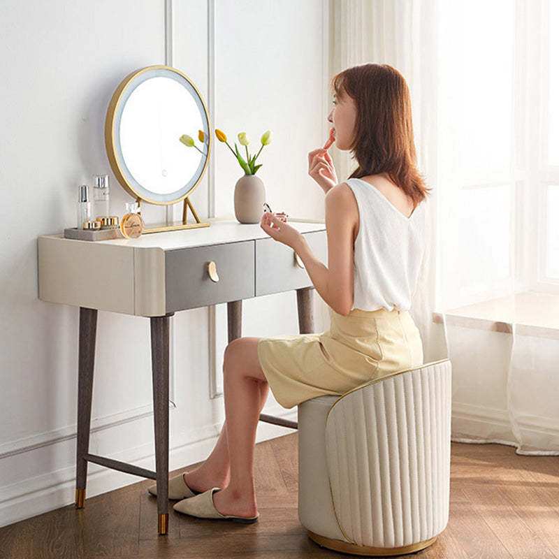 Minimalist Cylinder Iron Leather Vanity Stool