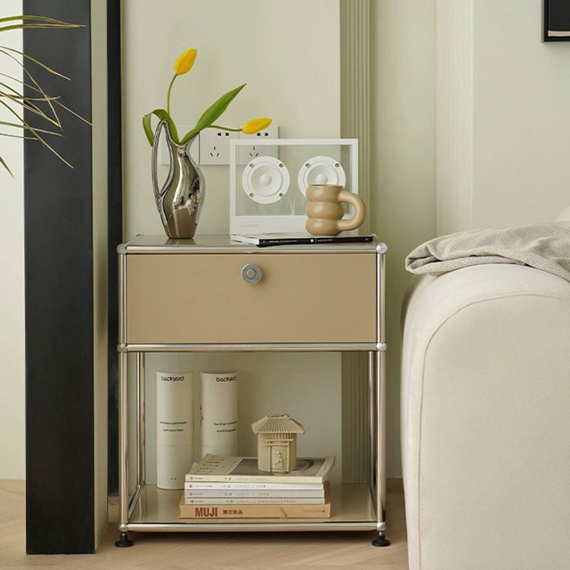 Minimalist Stainless Steel Nightstand 1-Drawer