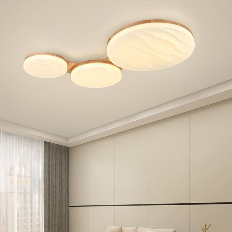 Nordic Wood Frame Acrylic Round LED Flush Mount Light
