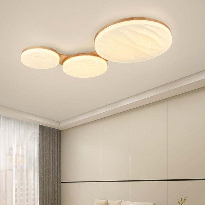 Nordic Wood Frame Acrylic Round LED Flush Mount Light