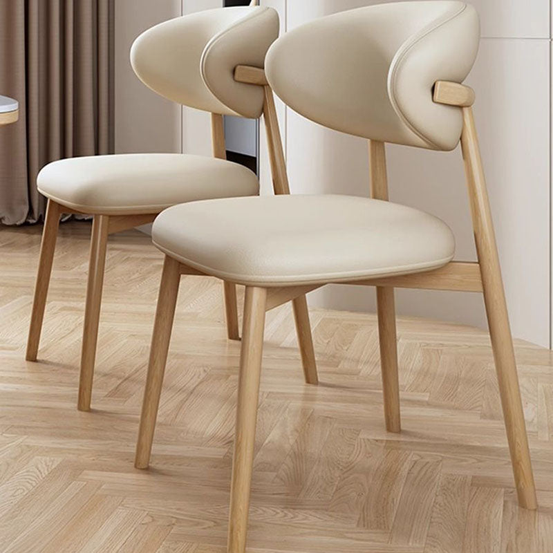 Minimalist Curved Iron Leather Armless Chair