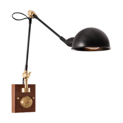 Japanese Vintage Walnut Iron Rotating Sconce