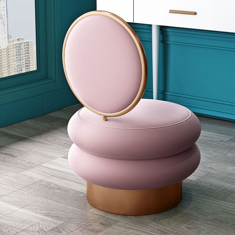 Round Fabric Iron Vanity Stool