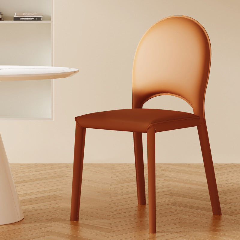 Nordic Oval Leather Steel Dining Chair