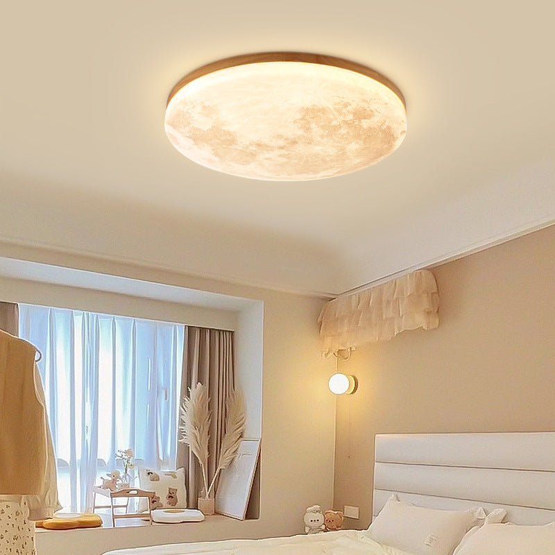 Nordic Minimalist Moon Round Acrylic LED Flush Mount Light