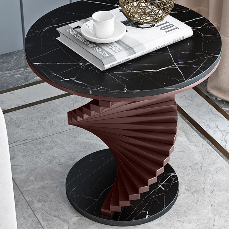 Scandinavian Stepped Marble Metal Coffee Table — White Tabletop - Gold Frame