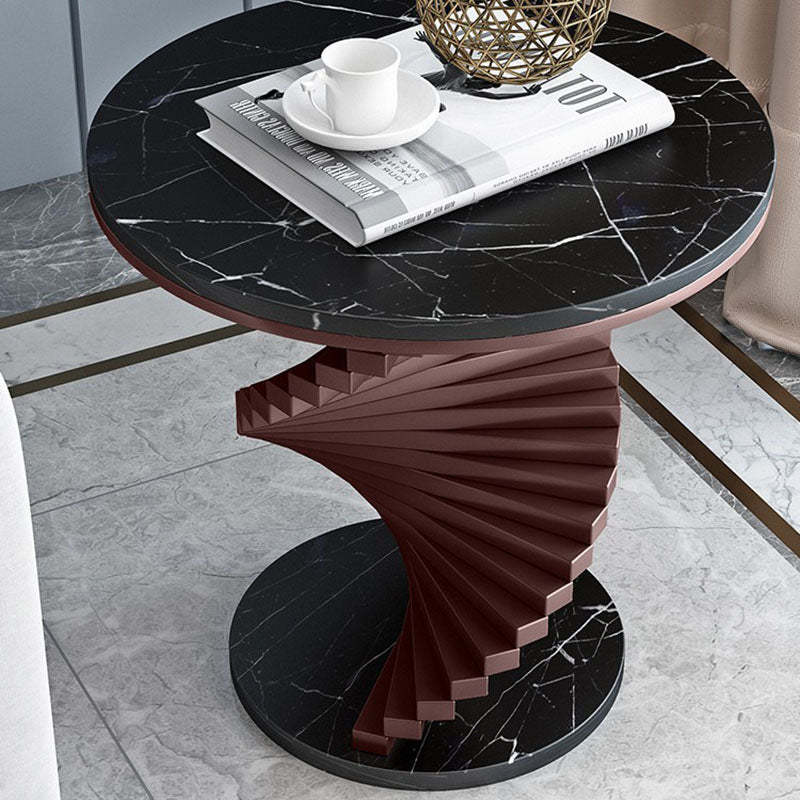 Scandinavian Stepped Marble Metal Coffee Table — White Tabletop - Gold Frame
