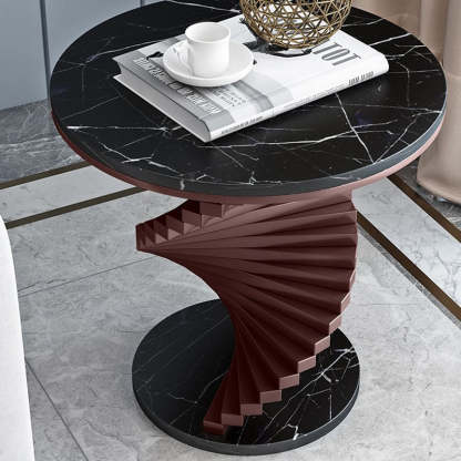 Scandinavian Stepped Marble Metal Coffee Table — White Tabletop - Gold Frame