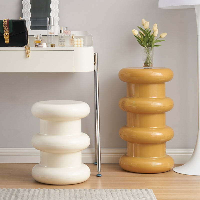Scandinavian Acrylic Cylinder Vanity Stool — White