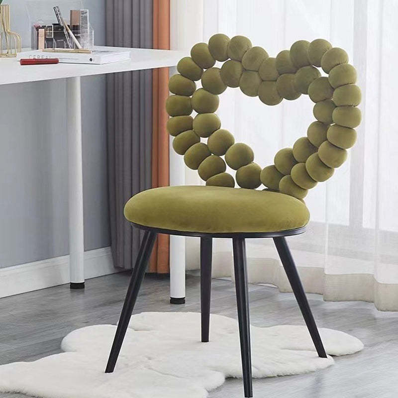 Scandinavian Velvet Heart Ball Vanity Stool