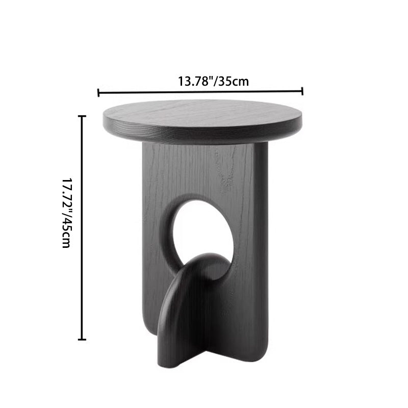 Japanese Round Wooden End Table — Chinese Ash / Wood Color