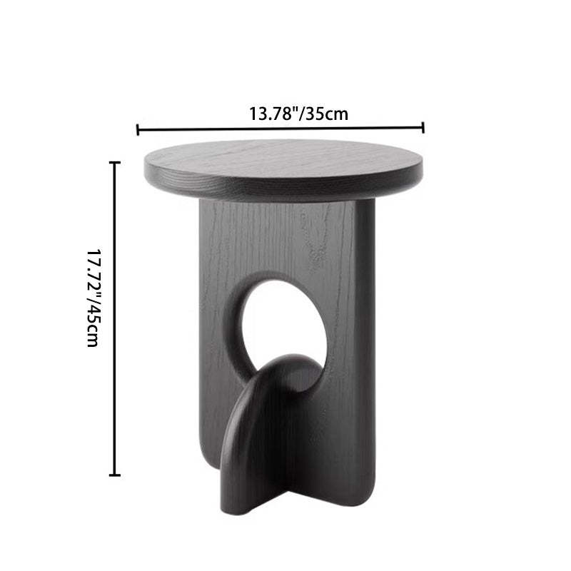 Japanese Round Wooden End Table — Chinese Ash / Wood Color