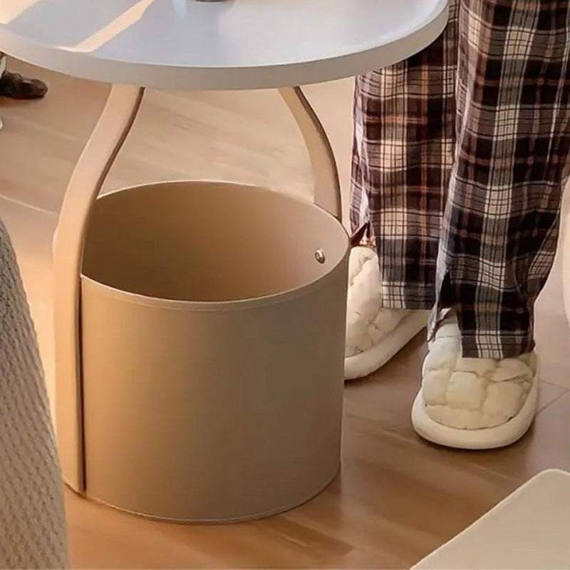 Contemporary Barrel Leather Steel Coffee Table