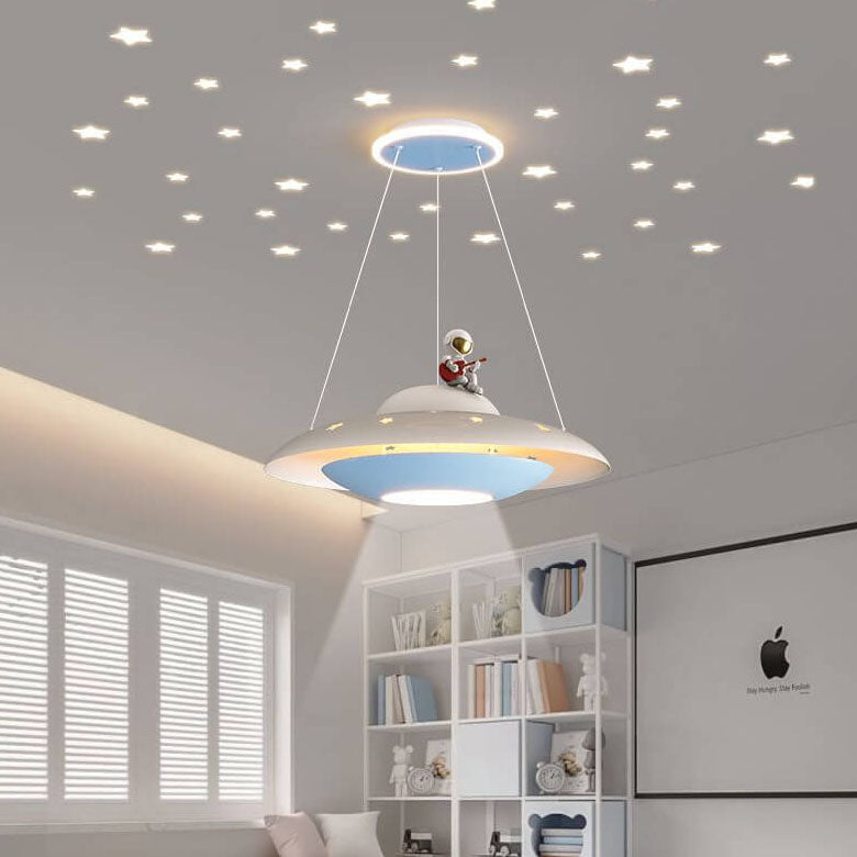 Modern Flying Saucer Astronaut Kids LED Chandelier