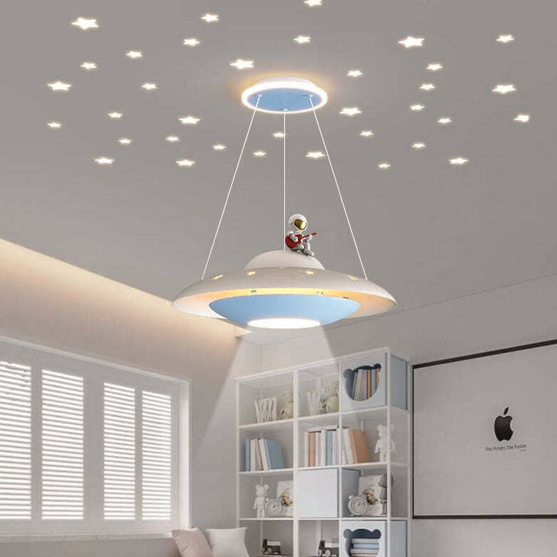 Modern Flying Saucer Astronaut Kids LED Chandelier