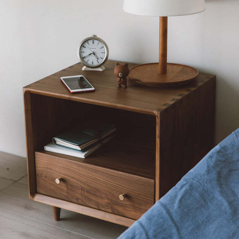 Nordic Solid Wood 1-Drawer Nightstand