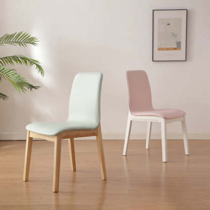Nordic Leather Wood Frame Dining Chair