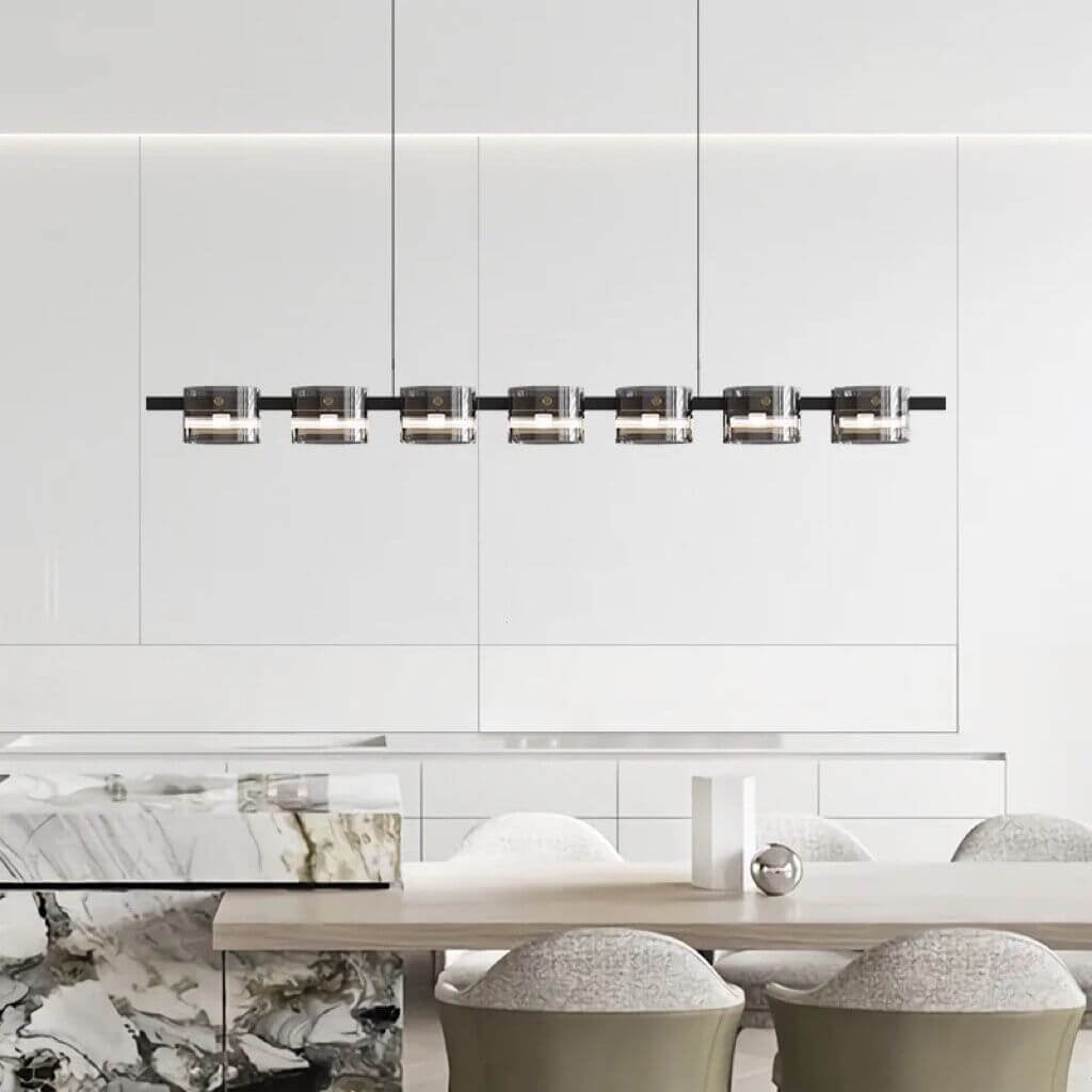 Minimalist Glass Cylinder Bar LED Chandelier