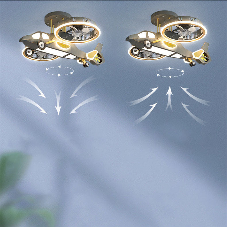 Lighom cartoon kids aircraft acrylic ceiling fans