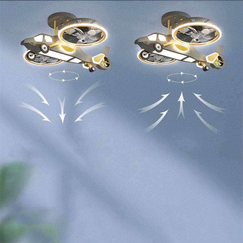 Lighom cartoon kids aircraft acrylic ceiling fans