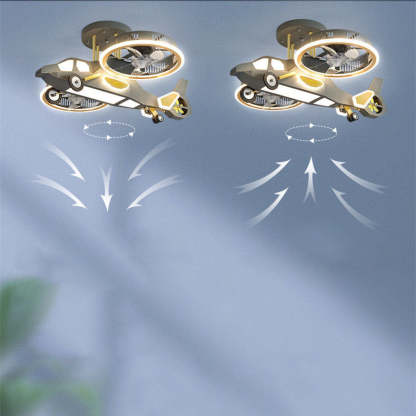 Lighom cartoon kids aircraft acrylic ceiling fans